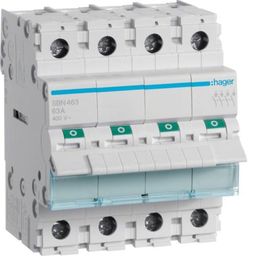 Hager SBN463 sikkerhedsafbryder - 4-polet, 63 A, IP20