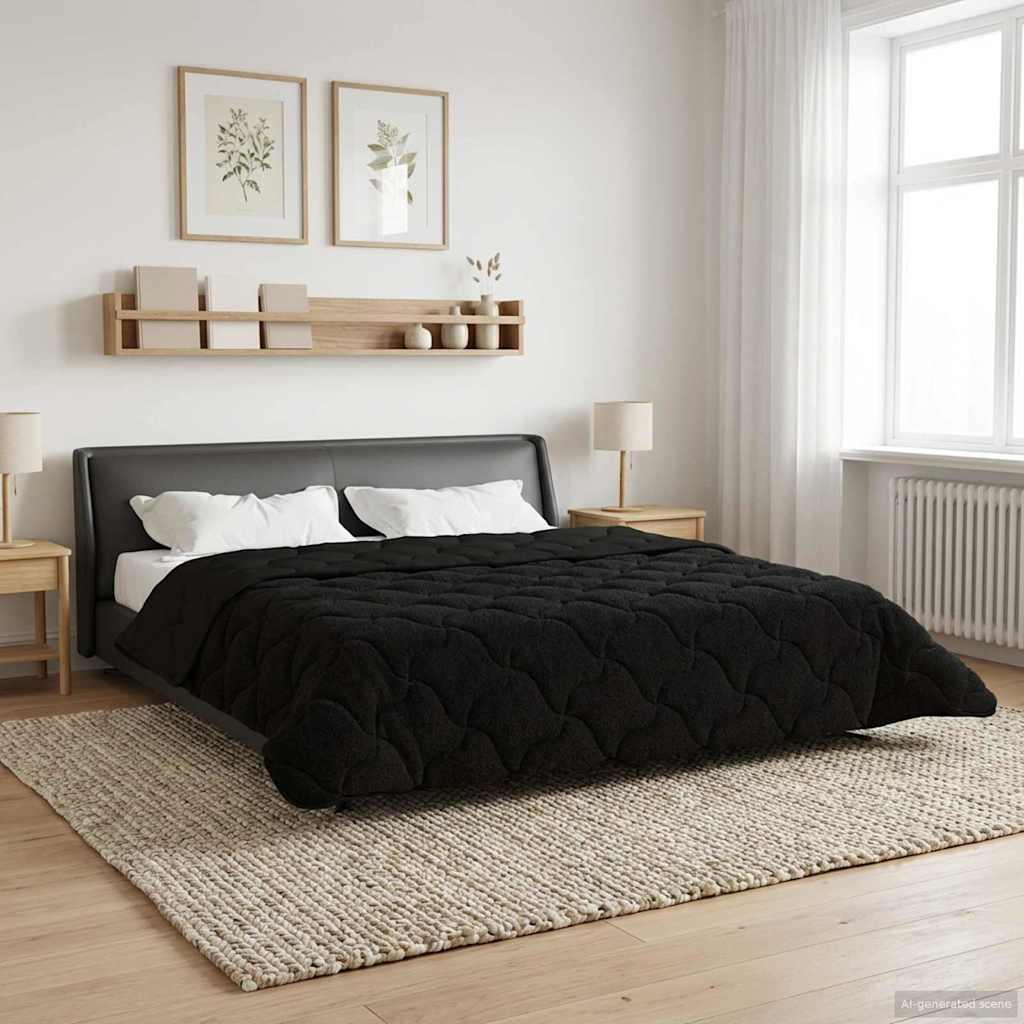 Helårs Dyne Mikrofiber Og Teddy Fleece - Sort / 200 x 240 cm
