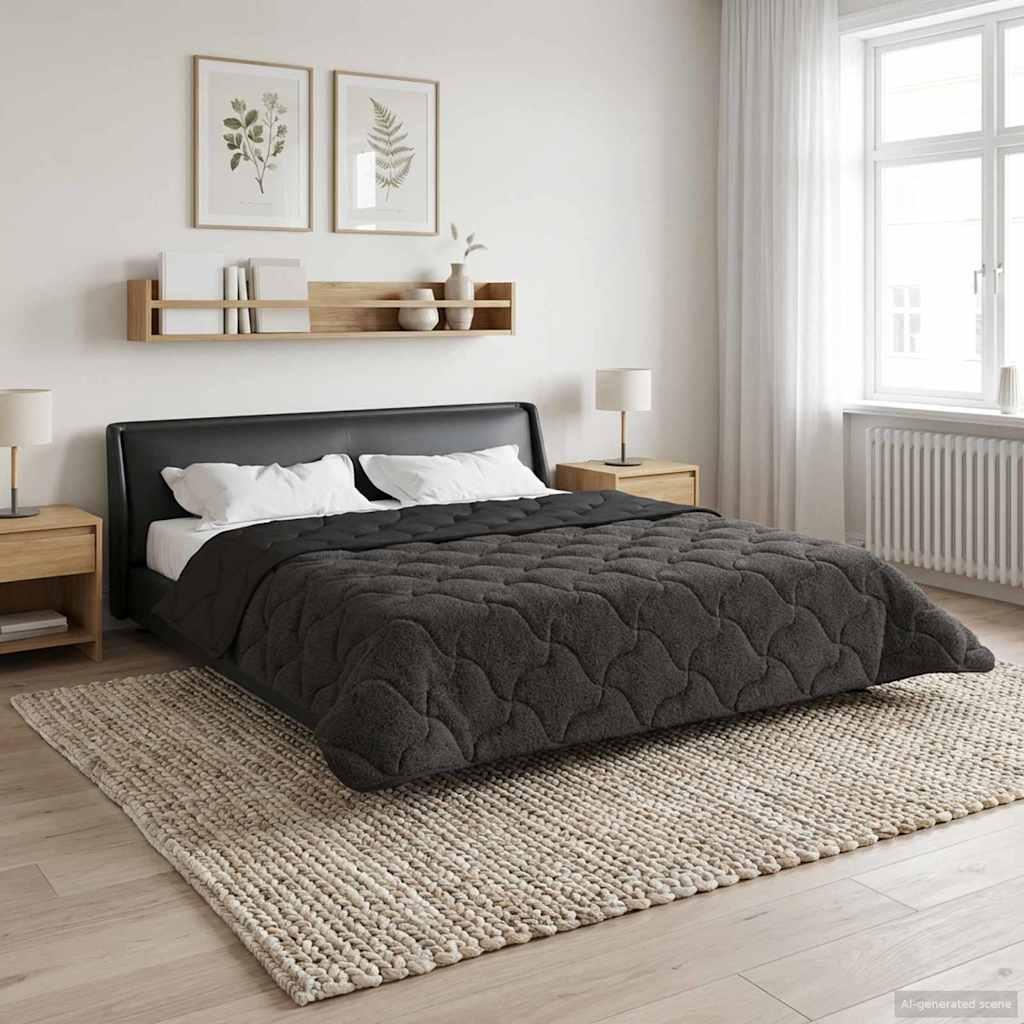 Helårs dyne Antracit 240 x 260 cm Mikrofiber og Teddy fleece