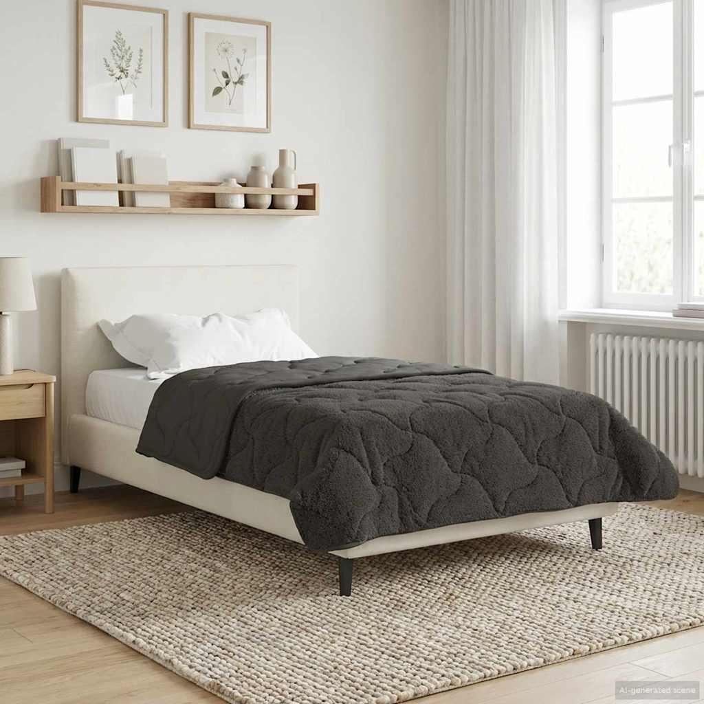 Helårs dyne Antracit 155 x 220 cm Mikrofiber og Teddy fleece