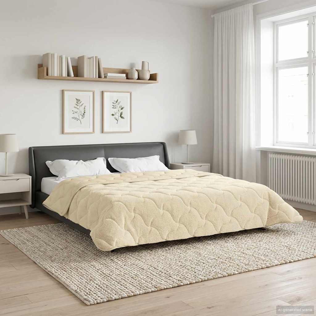 Sommerdyne i mikrofiber og teddy fleece - creme 220 × 240 cm