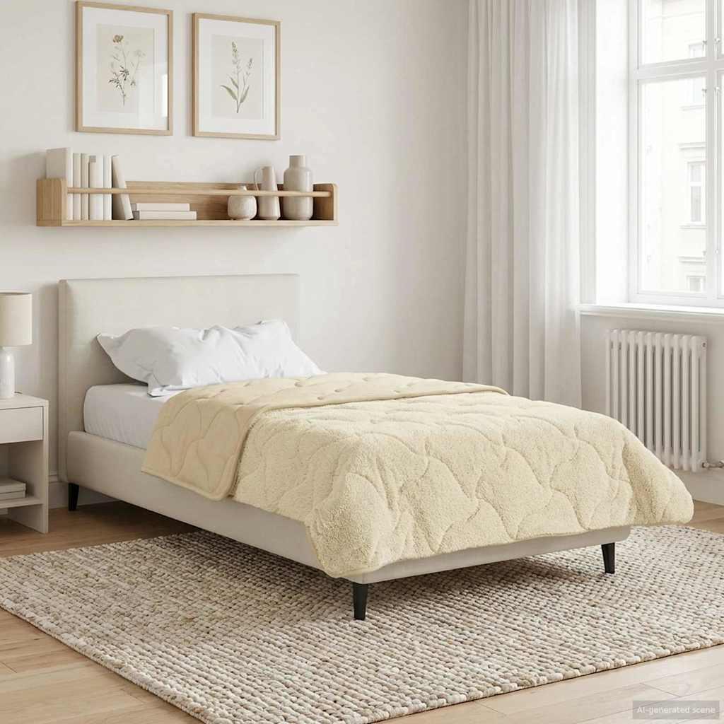 Sommerdyne i mikrofiber og teddy fleece - creme 135 x 220 cm
