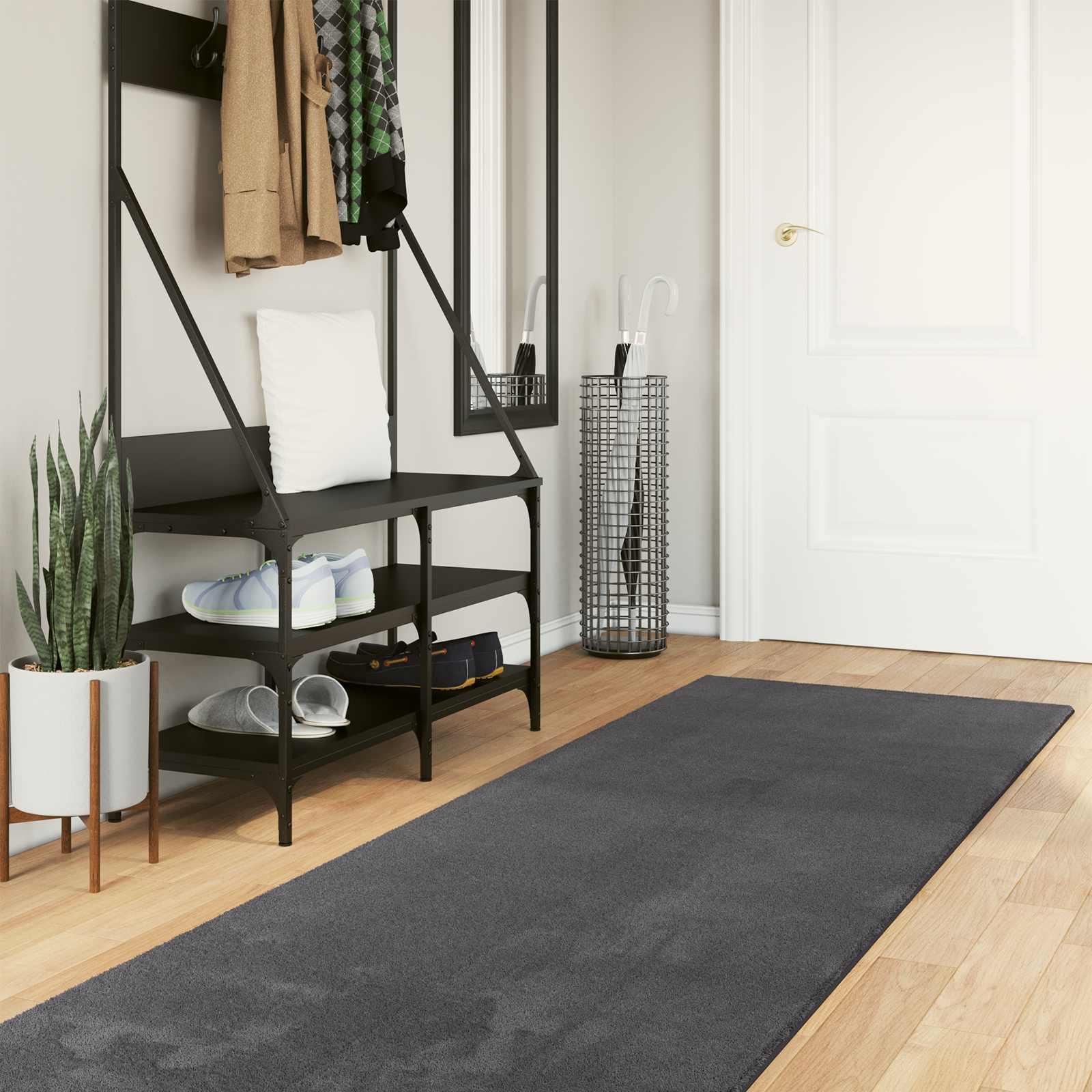 Områdetæpper Rektangulær HUARTE Antracit 400 x 80 cm Polyester