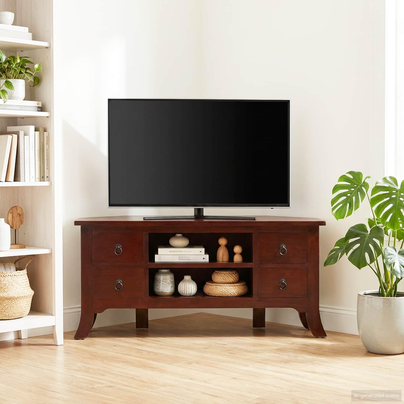 TV-skab med skuffe Brun 100 x 40,5 x 46 cm Massiv Mahogni