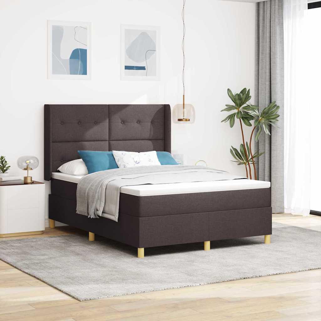 Kontinentalseng med madras Brun 140 x 200 cm Stof