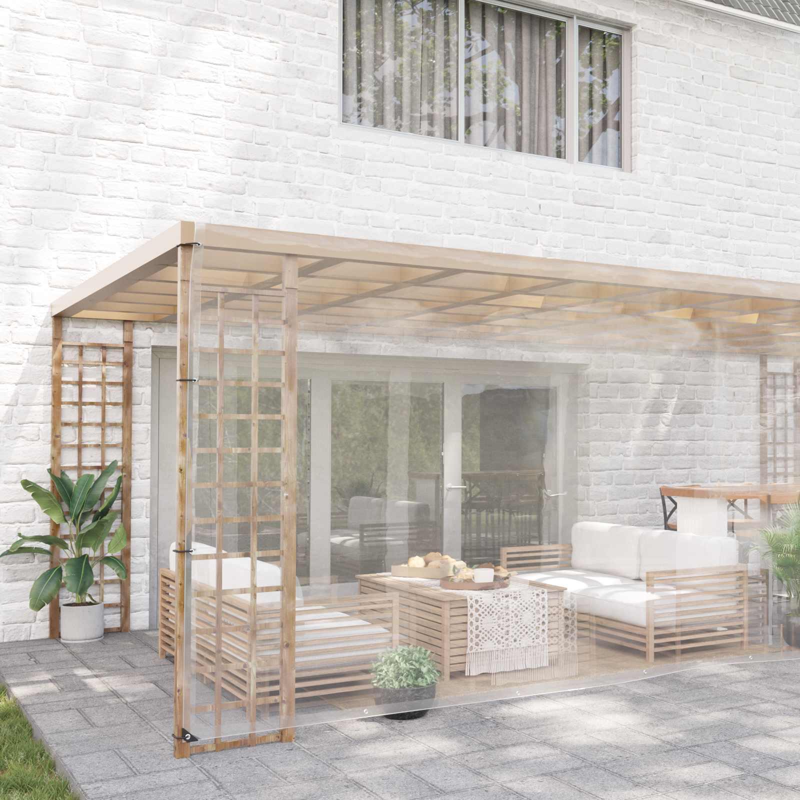 Presenning med øjer Transparent 5 x 12 m Polyethylen