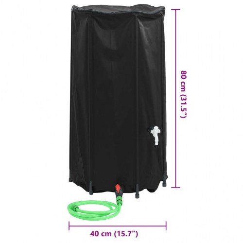 Sammenfoldelig vandtank med hane 100 l - PVC, sort