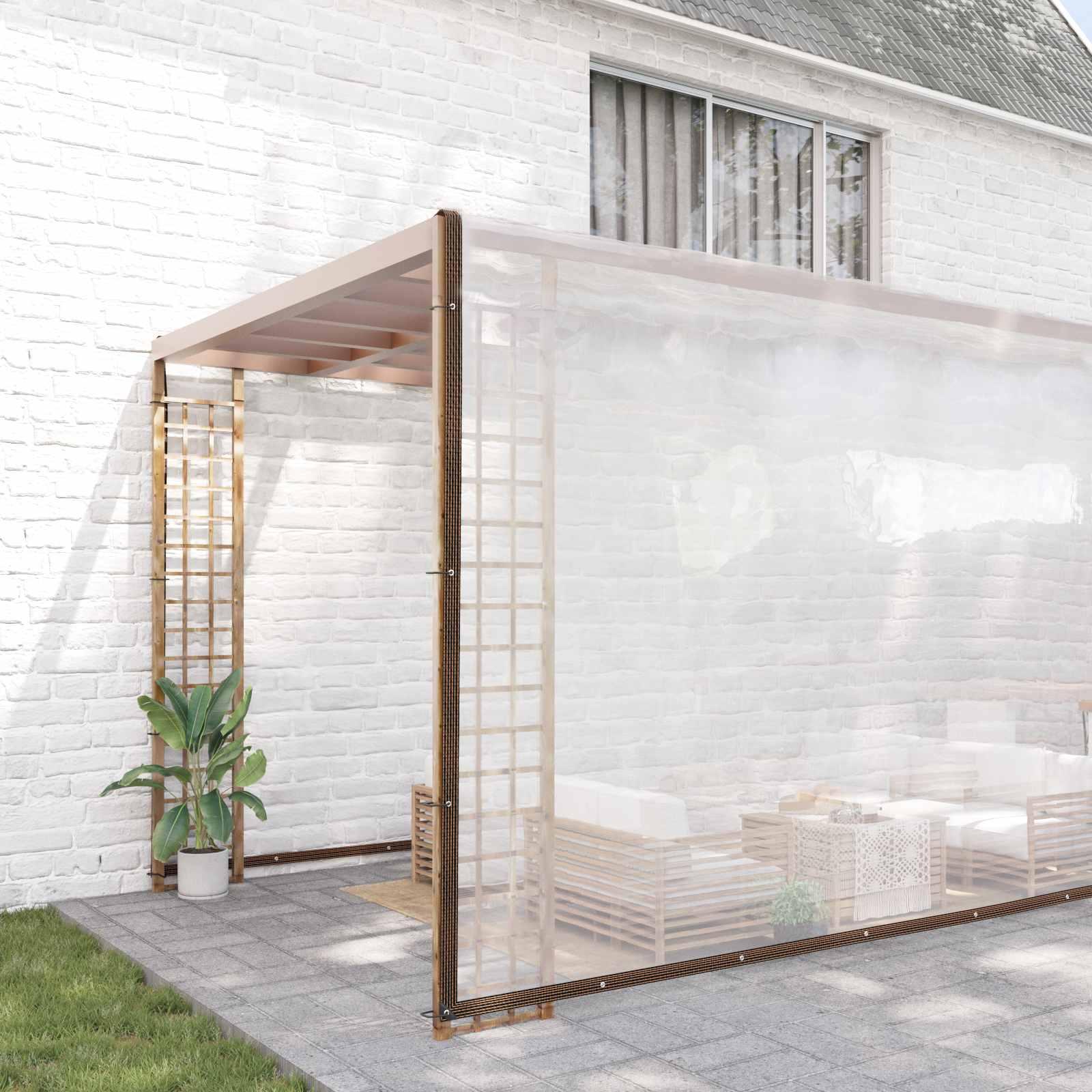 Presenning med øjer Transparent 8 x 12 m Polyethylen