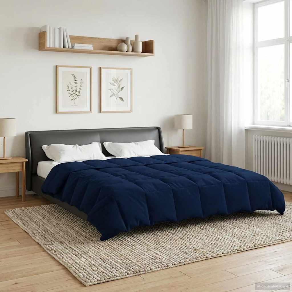 Sommerdyne i mikrofiber med quilting - mørk blå 220 × 240 cm