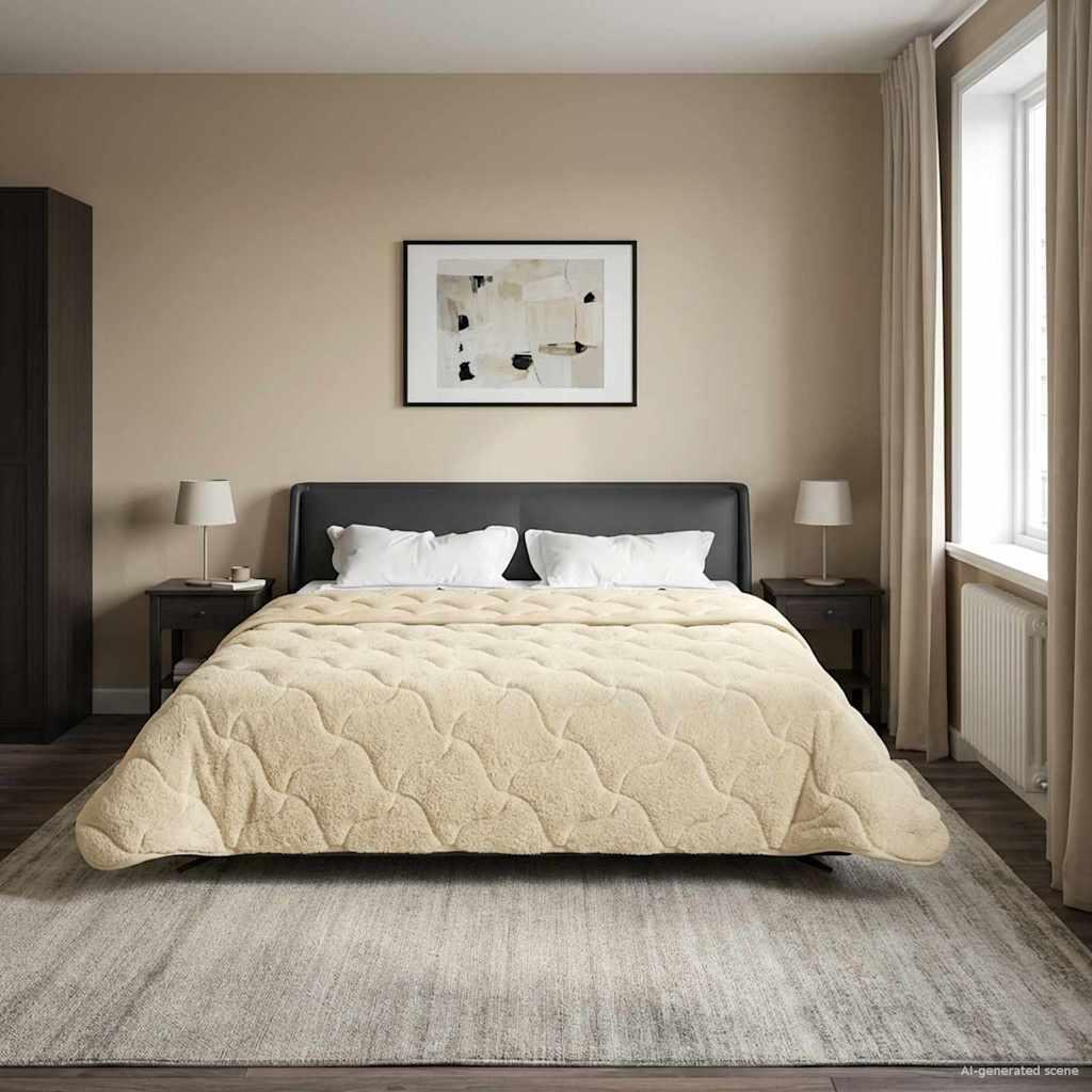 Vinter Dyne 220 X 240 Cm Mikrofiber Og Teddy Fleece - Creme / 200 x 200 cm