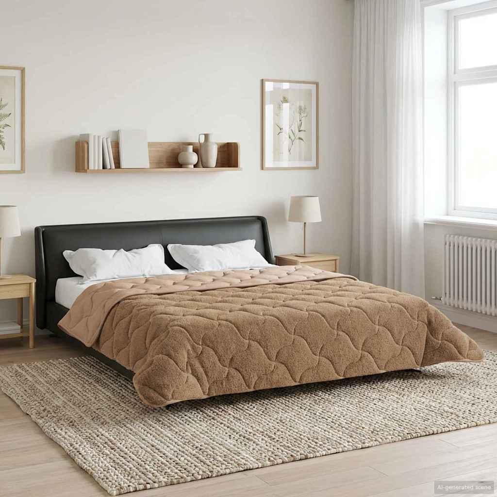 Vinter Dyne 220 X 240 Cm Mikrofiber Og Teddy Fleece - Gråbrun / 260 x 220 cm