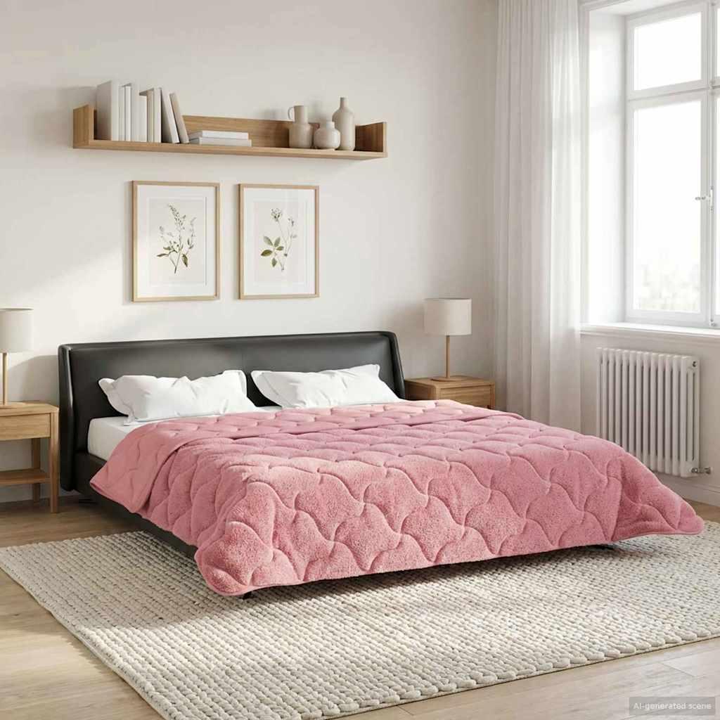 Vinter Dyne 220 X 240 Cm Mikrofiber Og Teddy Fleece - Lyserød / 260 x 220 cm