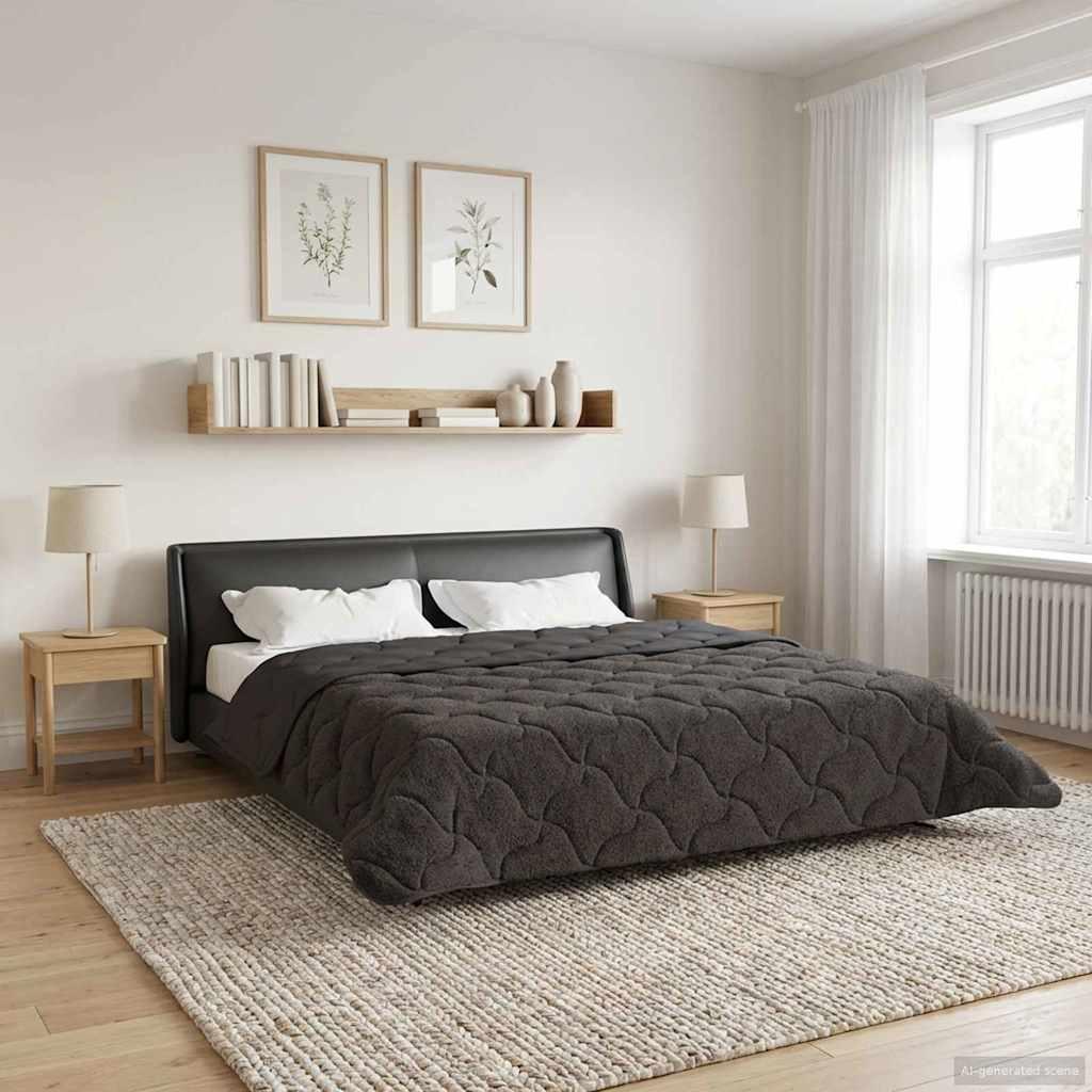 Vinter dyne Antracit 200 x 240 cm Mikrofiber og Teddy fleece