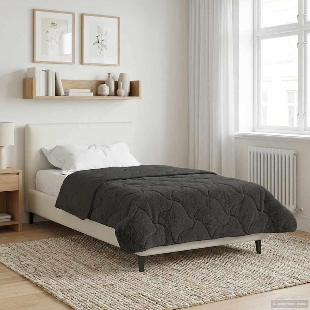 Vinter dyne Antracit 135 x 200 cm Mikrofiber og Teddy fleece