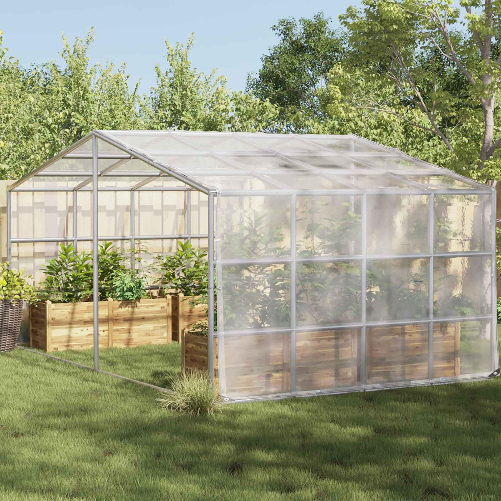Presenning med øjer Transparent 4 x 4 m Polyethylen