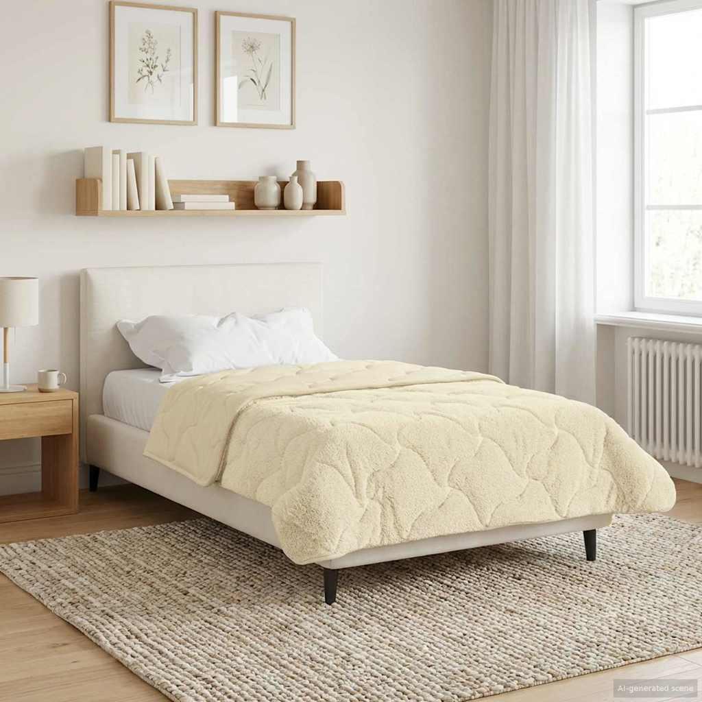 Helårs dyne Creme 140 x 200 cm Mikrofiber og Teddy fleece