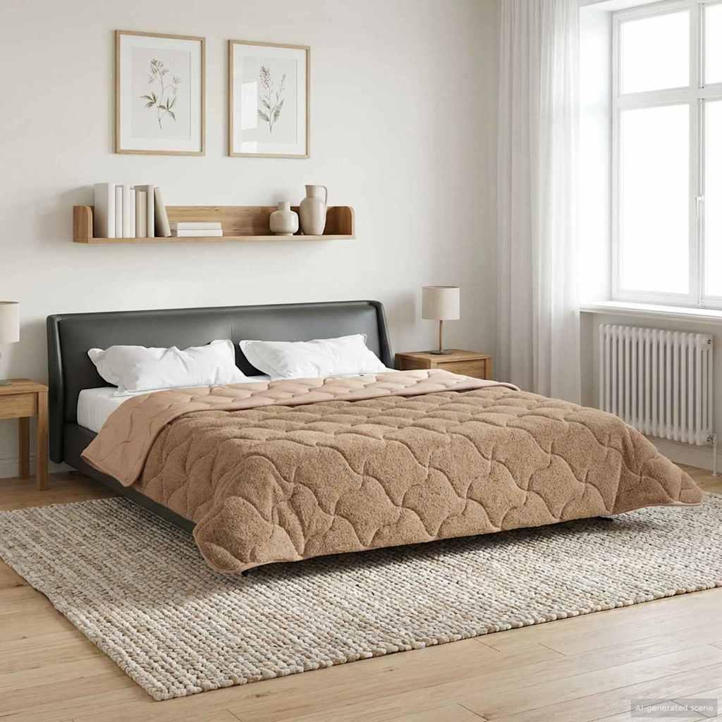 Helårs Dyne Mikrofiber Og Teddy Fleece - Gråbrun / 240 x 220 cm