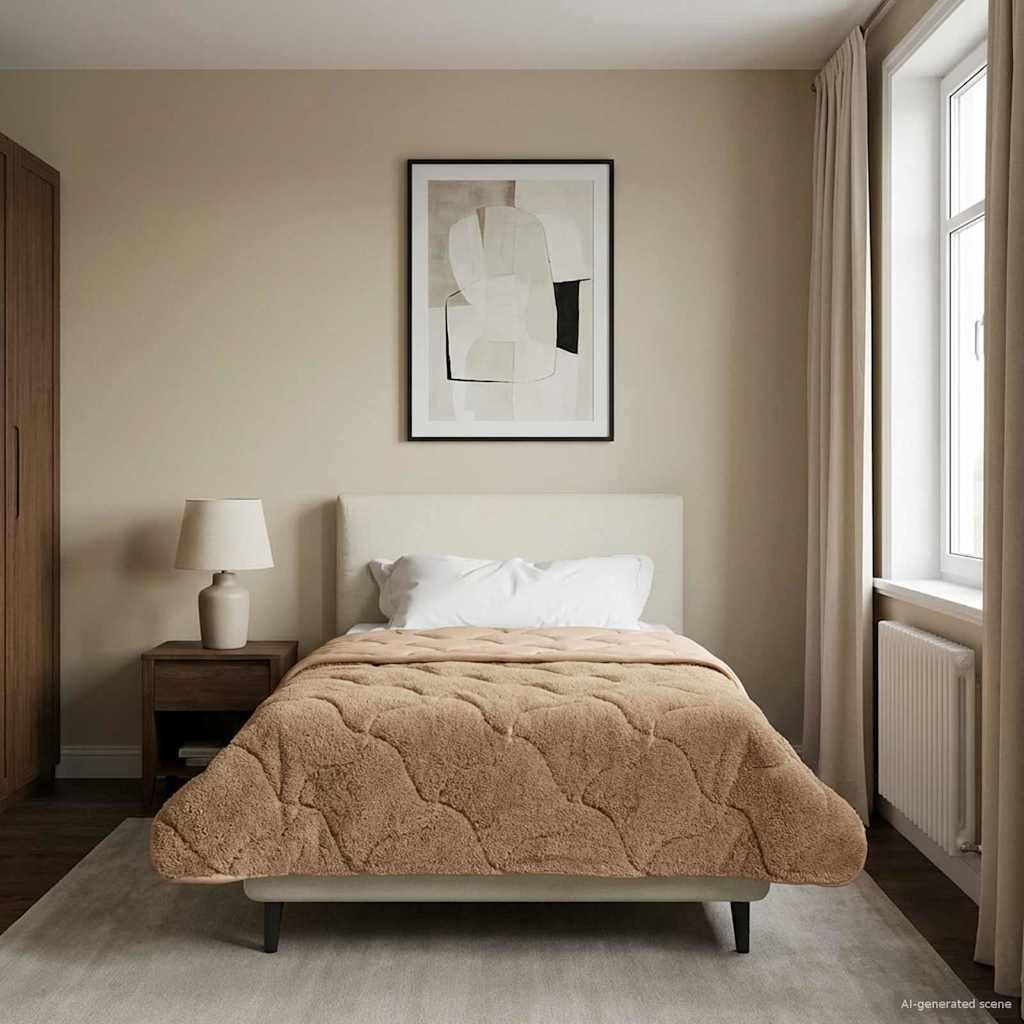 Helårsdyne 140 x 220 cm i gråbrun - åndbar og dobbeltsidet