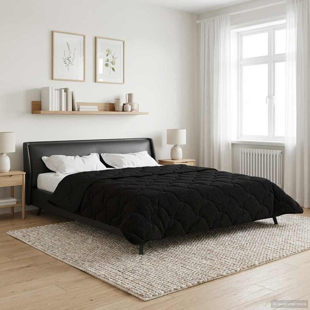 Helårs Dyne Mikrofiber Og Teddy Fleece - Sort / 260 x 240 cm