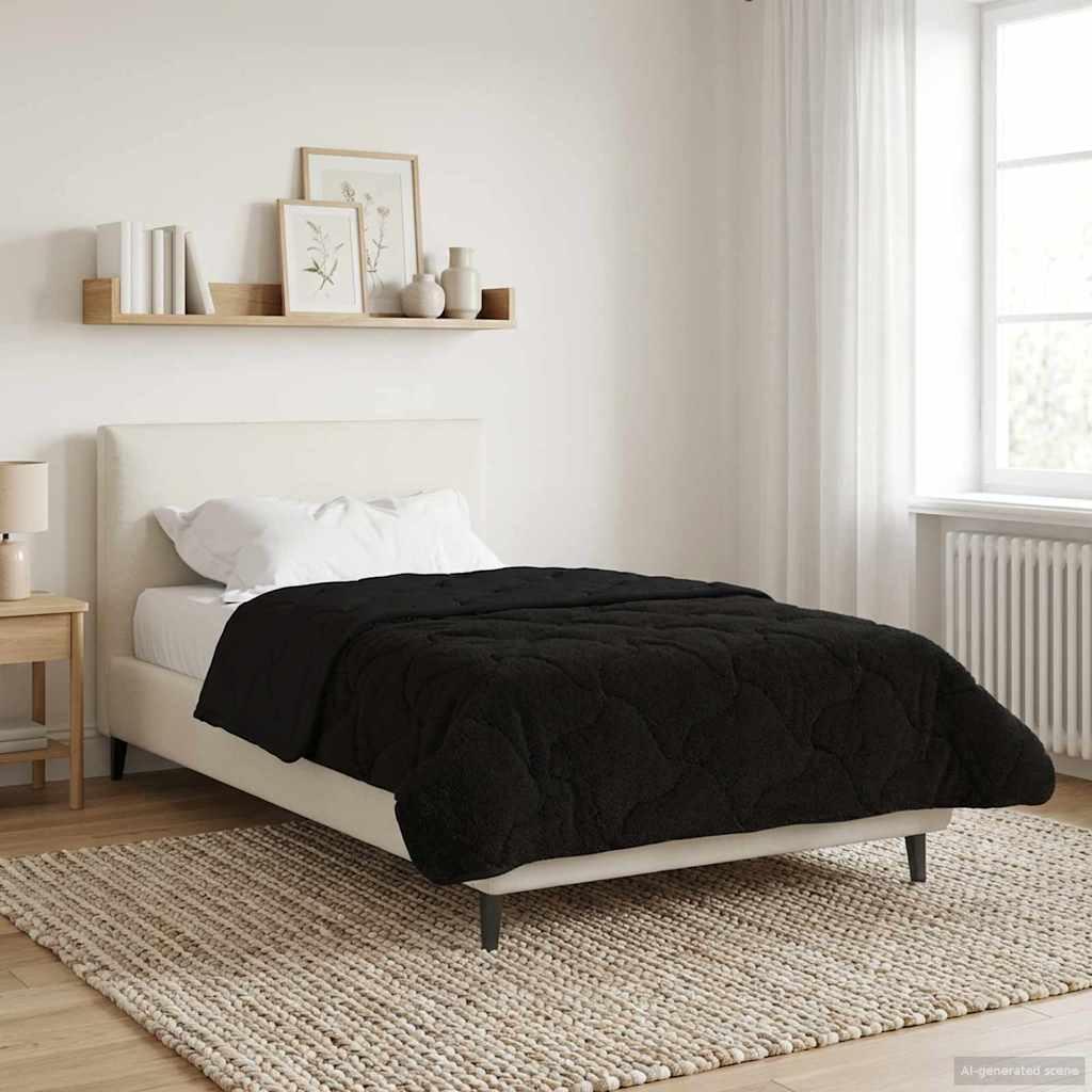 Helårs Dyne Mikrofiber Og Teddy Fleece - Sort / 155 x 220 cm