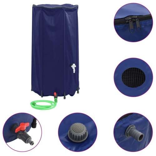 Sammenfoldelig vandtank med hane 100 l - blå PVC