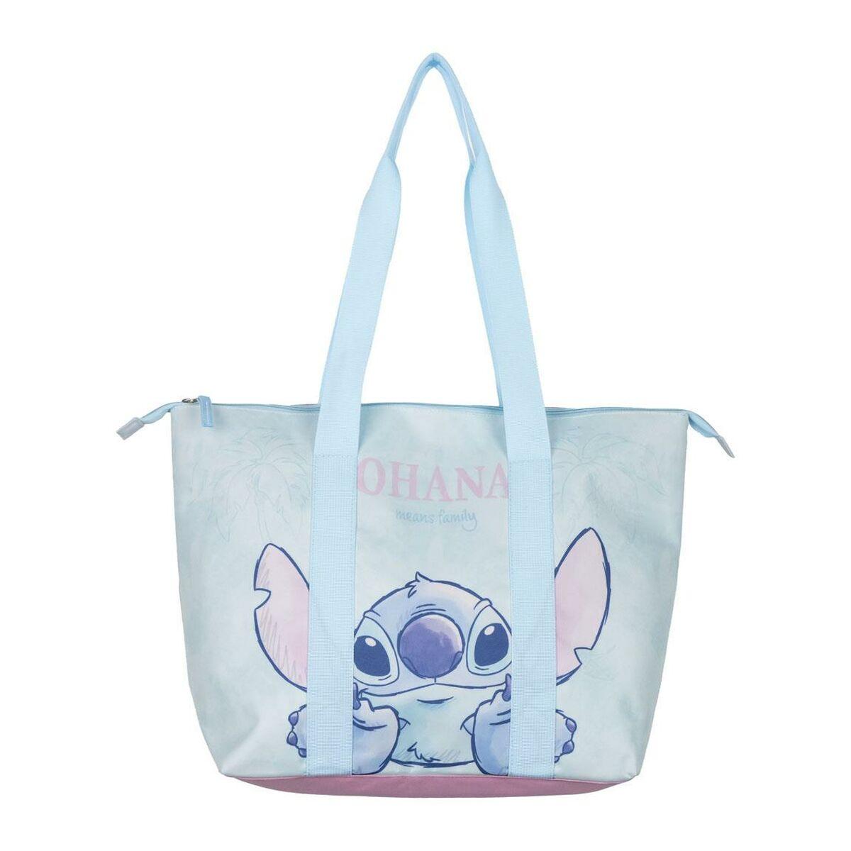 Stitch strandtaske - lyseblå/pink 48 × 5 × 32 cm