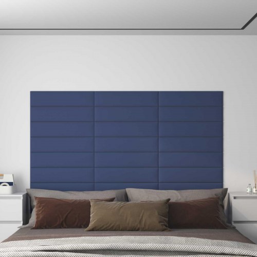 Væghovedgærde - 12 paneler 60 × 15 cm - blå stof