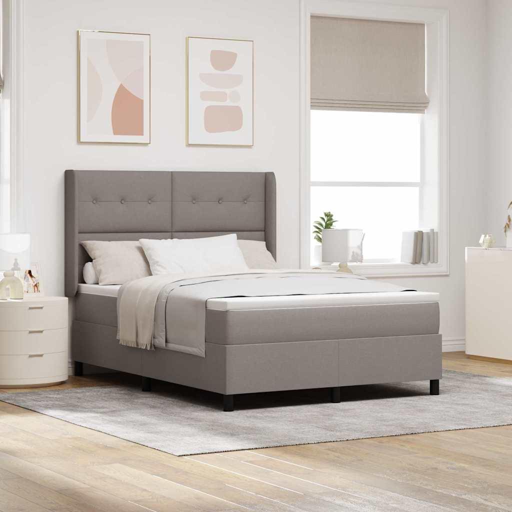 LED Box Spring Bed med madras Gråbrun 160 x 200 cm Stof