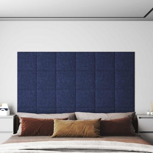 Væghovedgærde - 12 paneler 30 × 30 cm, blå stof