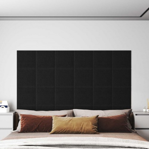 Væghovedgærde 12 stk - 30 × 30 cm - sort stof