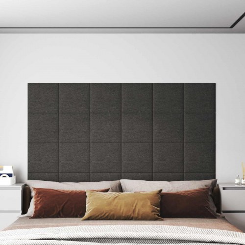 Væghovedgærde - 12 paneler 30 × 30 cm, mørkegrå stof