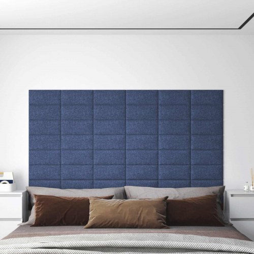 Væghovedgærde - 12 paneler 30 × 15 cm - blå stof