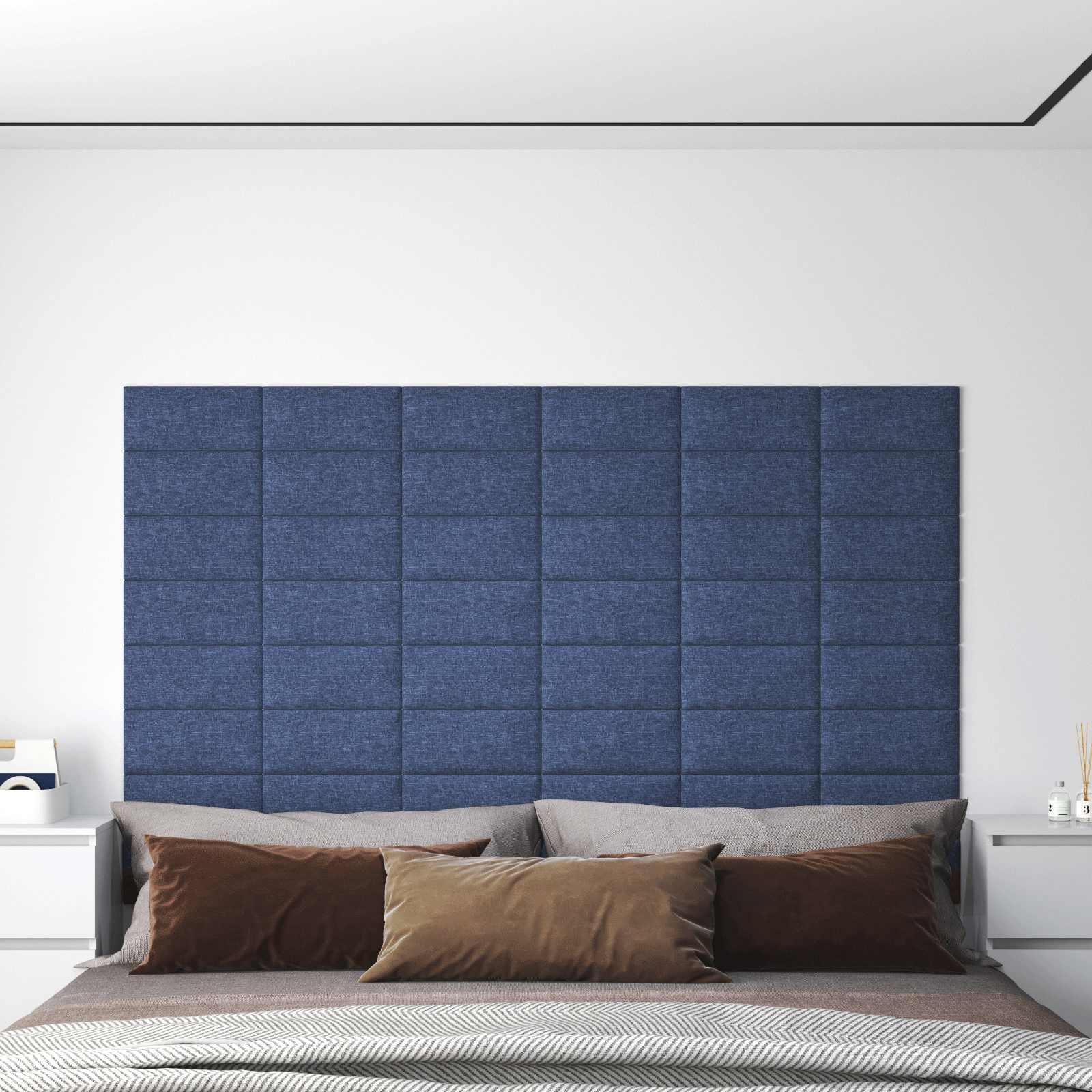 Væghovedgærde - 12 paneler 30 × 15 cm - blå stof