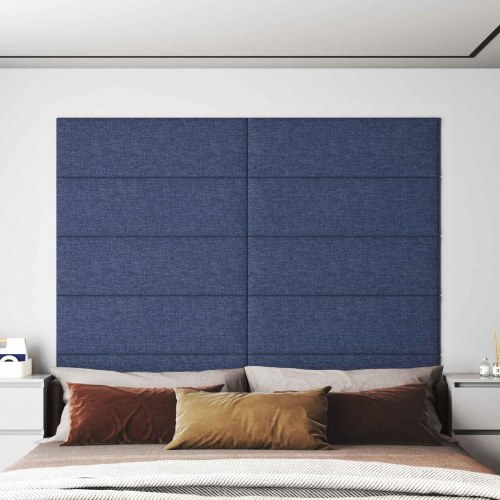 Væghovedgærde - 12 paneler 90 × 30 cm, blå stof