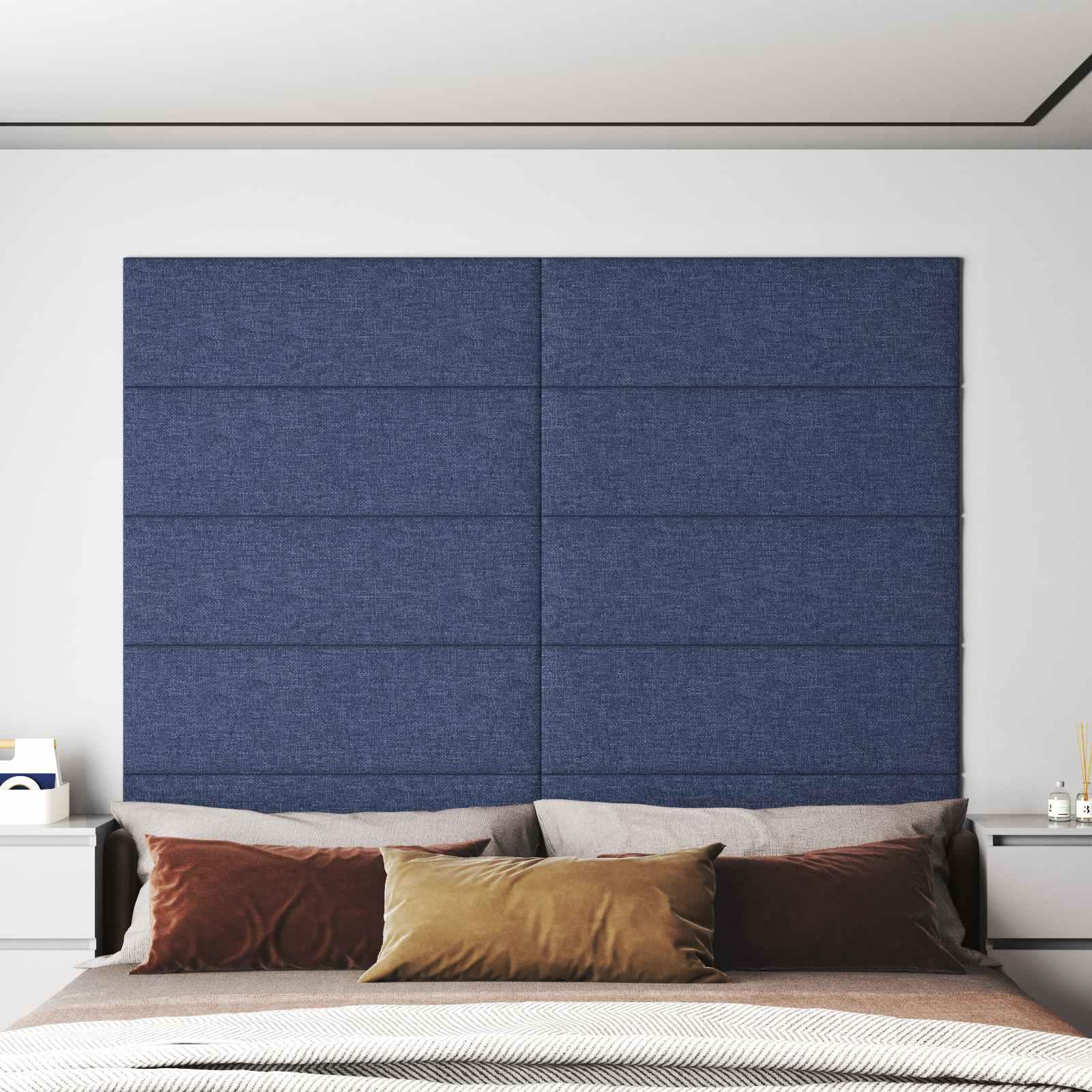 Væghovedgærde - 12 paneler 90 × 30 cm, blå stof