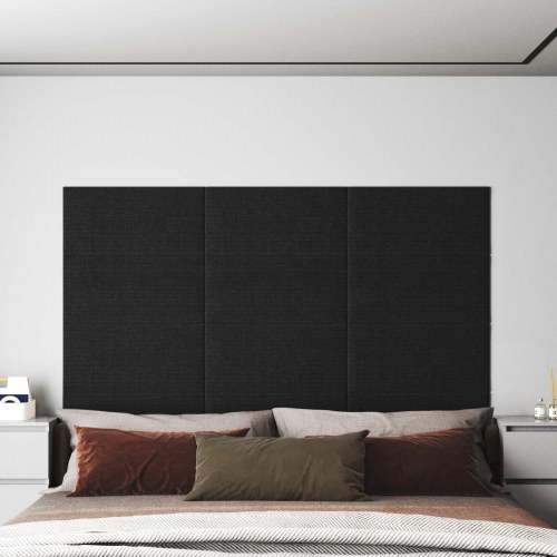 Væghovedgærde - 12 paneler 60 × 30 cm i sort stof