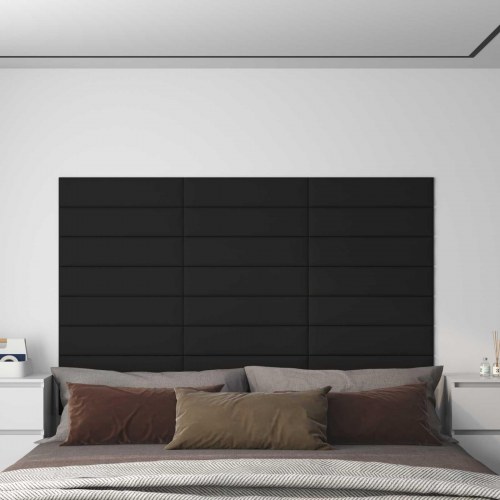 Væghovedgærde - 12 paneler 60 × 15 cm i sort stof