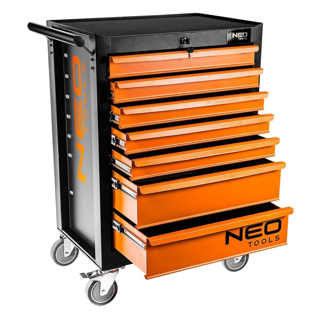 NEO TOOLS 84-222 værkstedsvogn med 7 skuffer - sort/orange