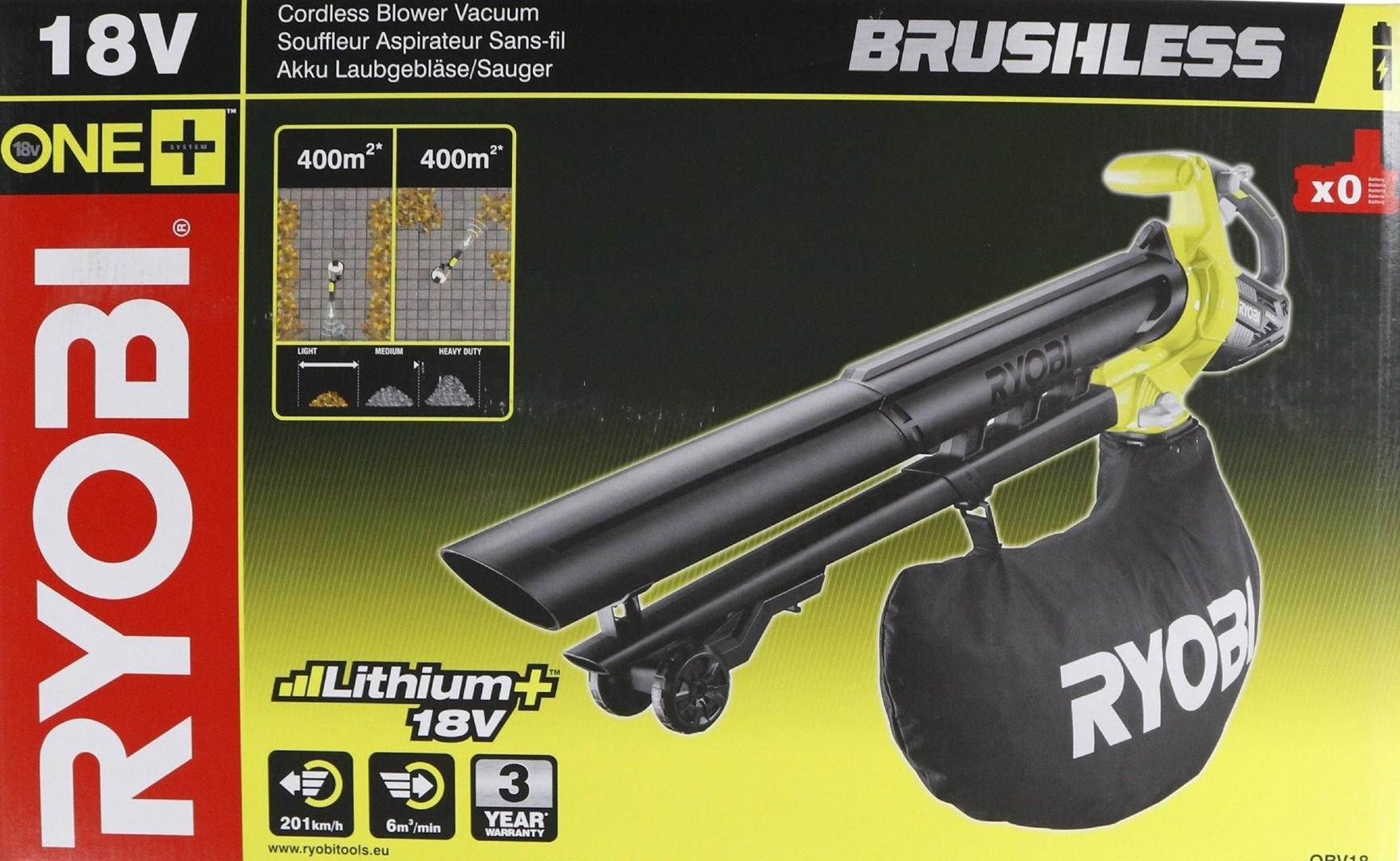 Ryobi OBV18 løvblæser/løvsuger 18V – op til 201 km/t, grøn