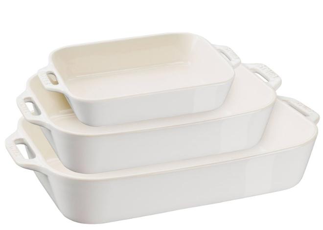 ZWILLING Staub rektangulære bagefade i keramik - 3 stk., elfenben