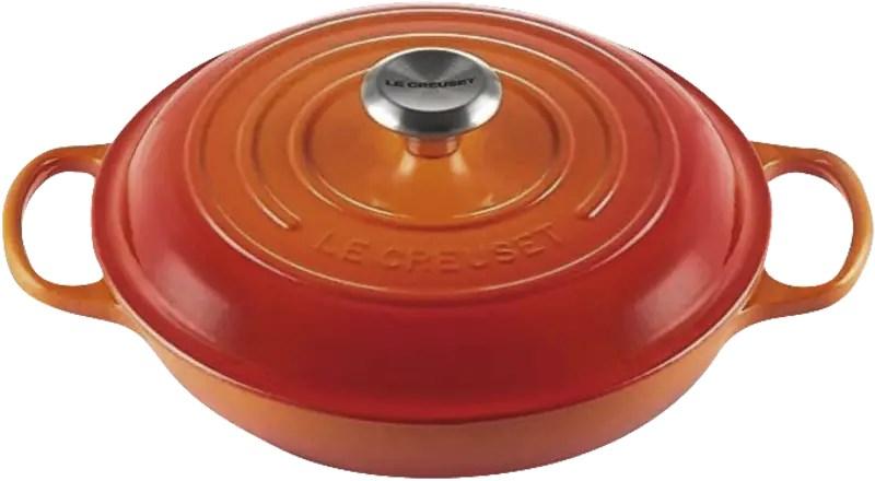 Le Creuset rund gryde med låg 30 cm - rød, støbejern, 3,5 l billede