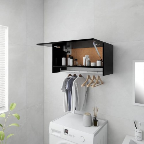 Væghængt garderobeskab 70×32,5×35 cm i sort konstrueret træ
