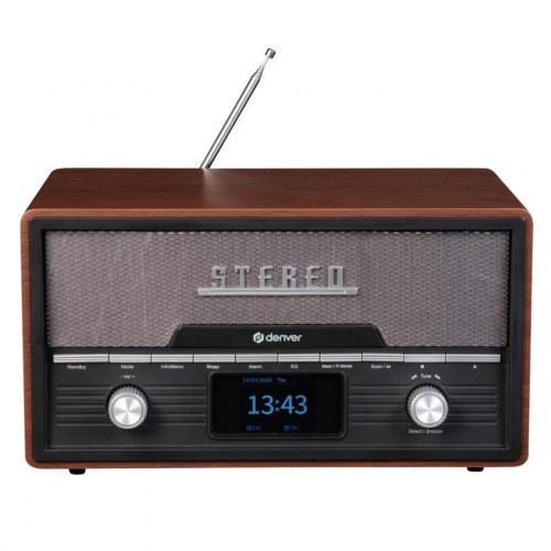 Denver MDA-525DW retro radio med CD, DAB+/FM, Bluetooth - mørk træ