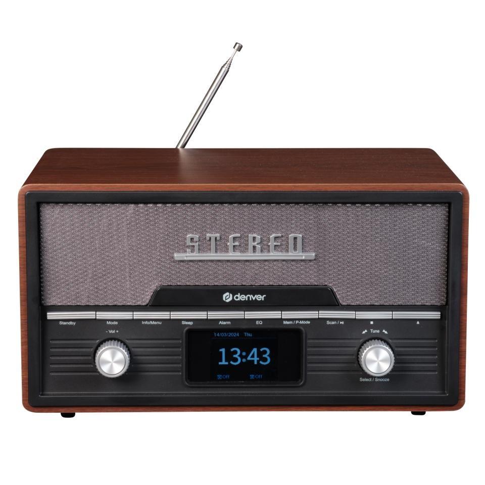 Denver MDA-525DW retro radio med CD, DAB+/FM, Bluetooth - mørk træ