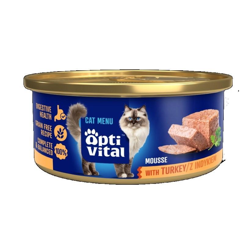 OptiVital Fluffy mousse med kalkun – vådfoder til kat, 85 g