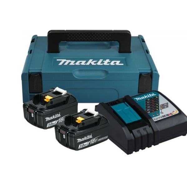Makita 18V MAKPAC Power Kit – 2 x 3,0 Ah BL1830B + DC18RC lader billede