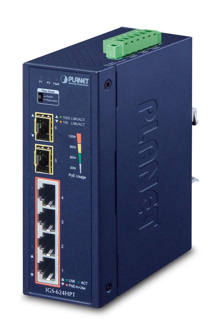 Planet IGS-624HPT unmanaged Gigabit PoE switch - Blå billede