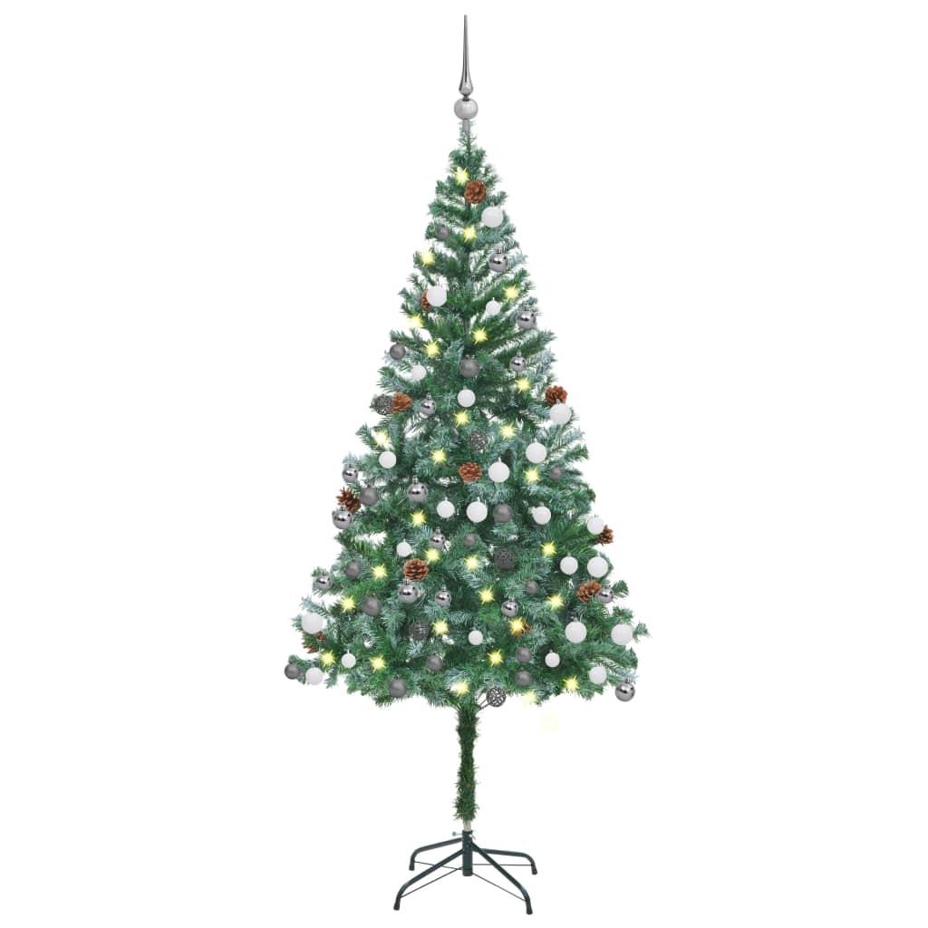 Billede af Juletræ med lys + julekugler og grankogler 180 cm hos Boligcenter.dk