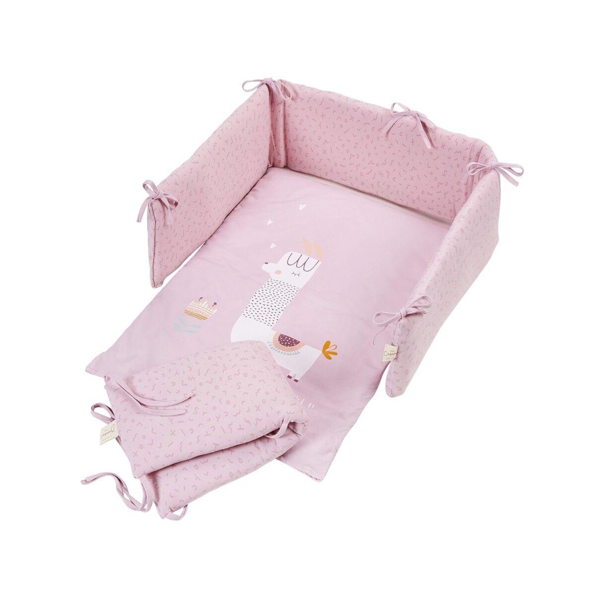 Vugge til baby - Casual Colecho Llama, træ med hjul, beige/syren
