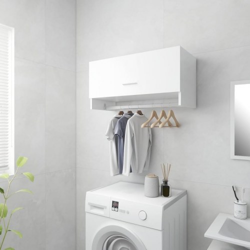 Garderobe 70x32,5x35 cm konstrueret træ hvid højglans